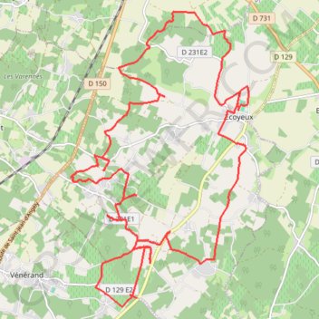 Itinéraire Ecoyeux open, distance, dénivelé, altitude, carte, profil, trace GPS