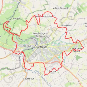 Itinéraire Le tour de Saint-Lô, distance, dénivelé, altitude, carte, profil, trace GPS