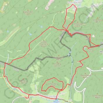 Itinéraire De Obersteinbach à Petersbächel, distance, dénivelé, altitude, carte, profil, trace GPS