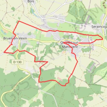 Itinéraire La vallée de Montcient, distance, dénivelé, altitude, carte, profil, trace GPS