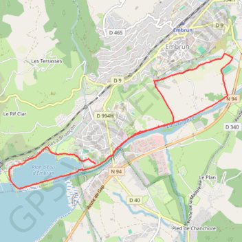 Itinéraire Balade au pied d'Embrun, distance, dénivelé, altitude, carte, profil, trace GPS