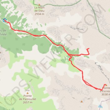 Itinéraire Pointe d'Escreins, distance, dénivelé, altitude, carte, profil, trace GPS