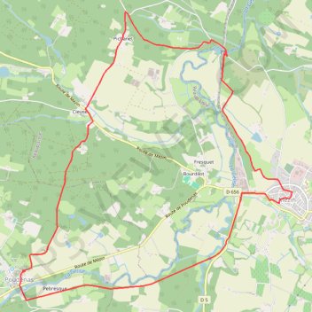 Itinéraire De Mézin, la Médiévale à Poudenas l'Italienne - Pays d'Albret, distance, dénivelé, altitude, carte, profil, trace GPS