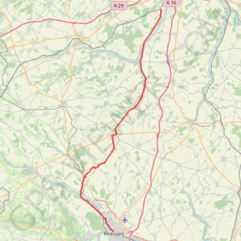 Itinéraire Beauvais-Amiens-route, distance, dénivelé, altitude, carte, profil, trace GPS