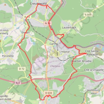 Itinéraire De Creutzwald à Saint-Avold, distance, dénivelé, altitude, carte, profil, trace GPS