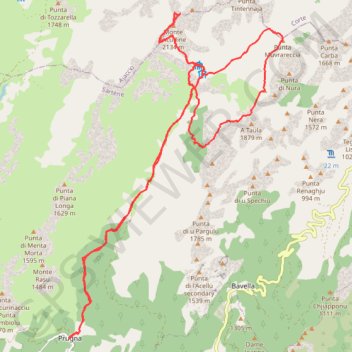 Itinéraire Sur les hauteurs d'Asinau - Prugna, distance, dénivelé, altitude, carte, profil, trace GPS