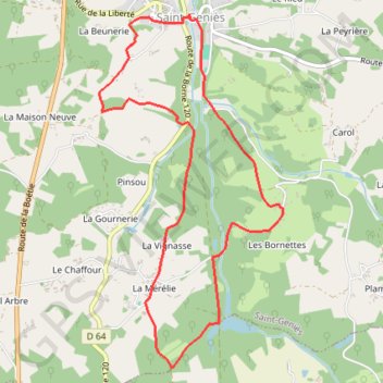 Itinéraire Boucle des étangs Saint-Genies, distance, dénivelé, altitude, carte, profil, trace GPS