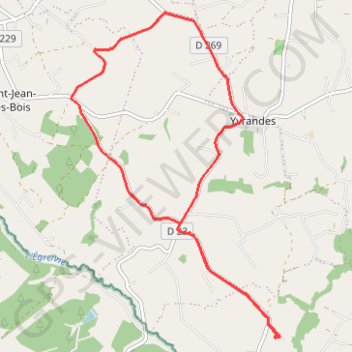 Itinéraire Vente-Roulleaux, Les Aunais, Saint-Jean-des-Bois, Yvrandes, distance, dénivelé, altitude, carte, profil, trace GPS