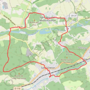 Itinéraire Saint Maurice-Moncouronne boucle Saint Chéron, distance, dénivelé, altitude, carte, profil, trace GPS