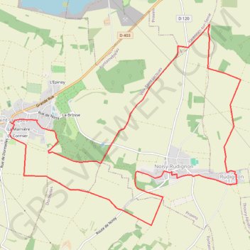 Itinéraire De Champfou vers les carrières par le Tertre, distance, dénivelé, altitude, carte, profil, trace GPS
