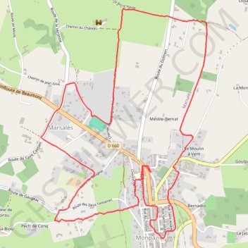 Itinéraire RANDO MONPAZIER, distance, dénivelé, altitude, carte, profil, trace GPS