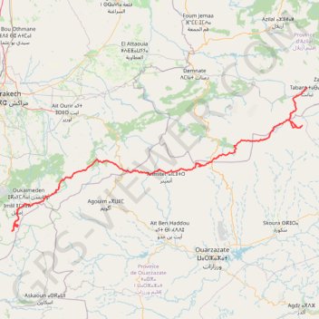 Itinéraire Traversée de l'Atlas - Trek Complet, distance, dénivelé, altitude, carte, profil, trace GPS