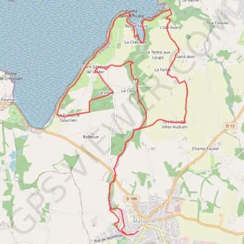 Itinéraire 4 circuits en 1 en Matignon, distance, dénivelé, altitude, carte, profil, trace GPS