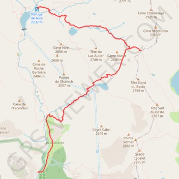 Itinéraire Refuge de Nice - Lac Niré - Baisse du Basto - Lac Autier - Pont du Countet, distance, dénivelé, altitude, carte, profil, trace GPS