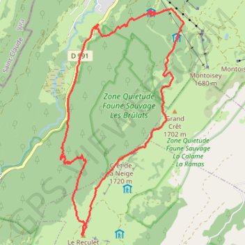 Itinéraire Crêt de la Neige et Reculet, distance, dénivelé, altitude, carte, profil, trace GPS