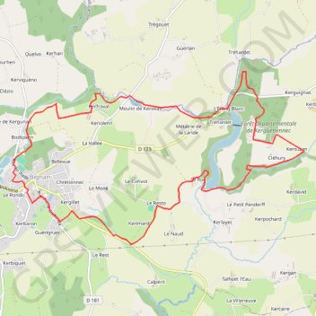 Itinéraire Circuit de Kerguehennec, distance, dénivelé, altitude, carte, profil, trace GPS