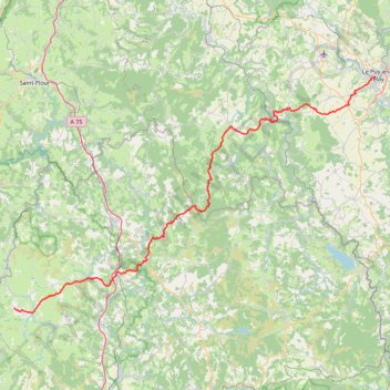 Itinéraire GR65 De Puy-en-Velay (Haute-Loire) à Nasbinals (Lozère), distance, dénivelé, altitude, carte, profil, trace GPS