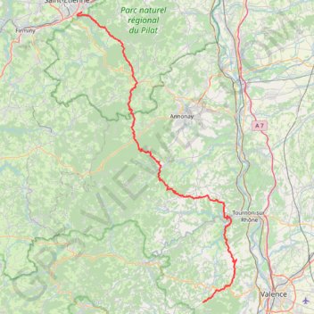 Itinéraire GR42 De Saint Etienne (Loire) à Boffres (Ardèche), distance, dénivelé, altitude, carte, profil, trace GPS