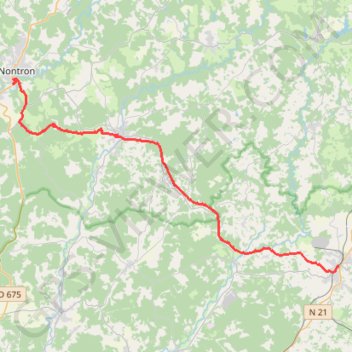 Itinéraire Thiviers - Nontron, distance, dénivelé, altitude, carte, profil, trace GPS