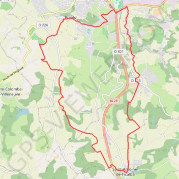 Itinéraire Boucle Saint-Antoine-de-Ficalba - Villeneuve-sur-Lot, distance, dénivelé, altitude, carte, profil, trace GPS