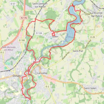 Itinéraire Dinan et le canal de la Rance, distance, dénivelé, altitude, carte, profil, trace GPS