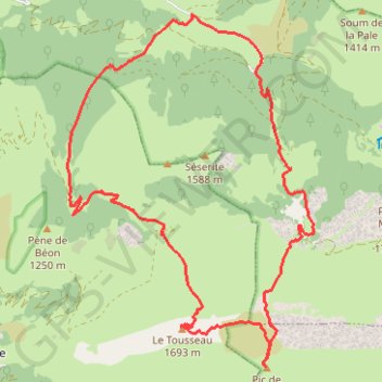 Itinéraire Pic de Coos, distance, dénivelé, altitude, carte, profil, trace GPS