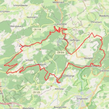Itinéraire Angelsberg, Fischbach, Blumenthal, Ernzen, distance, dénivelé, altitude, carte, profil, trace GPS