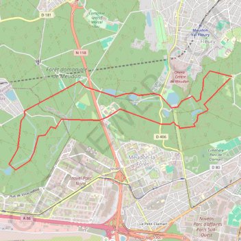Itinéraire Étang de Meudon, distance, dénivelé, altitude, carte, profil, trace GPS