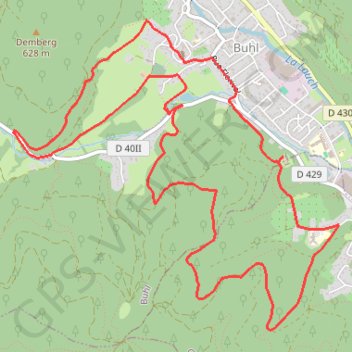 Itinéraire Autour de Buhl par Guebwiller et Saint-Barnabé, distance, dénivelé, altitude, carte, profil, trace GPS