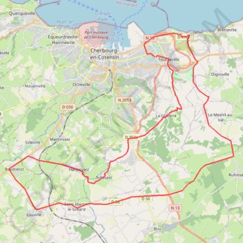 Itinéraire couville hardinvast glacerie, distance, dénivelé, altitude, carte, profil, trace GPS