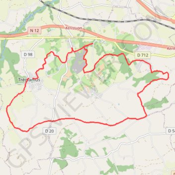 Itinéraire Boucle au départ de Tréglamus, distance, dénivelé, altitude, carte, profil, trace GPS