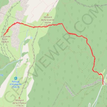 Itinéraire La grande sure au départ du col de la charmette, distance, dénivelé, altitude, carte, profil, trace GPS