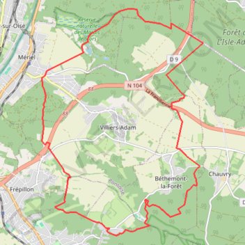 Itinéraire Autour de Villiers Adam, distance, dénivelé, altitude, carte, profil, trace GPS