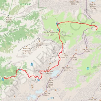 Itinéraire Tour des Muverans J4, distance, dénivelé, altitude, carte, profil, trace GPS