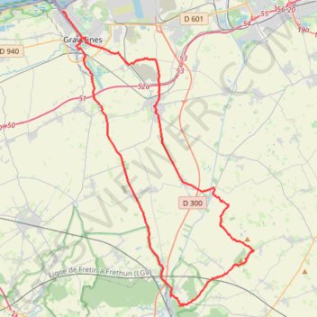 Itinéraire Autour de Gravelines, distance, dénivelé, altitude, carte, profil, trace GPS