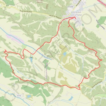 Itinéraire Villeneuve la Comptal, distance, dénivelé, altitude, carte, profil, trace GPS