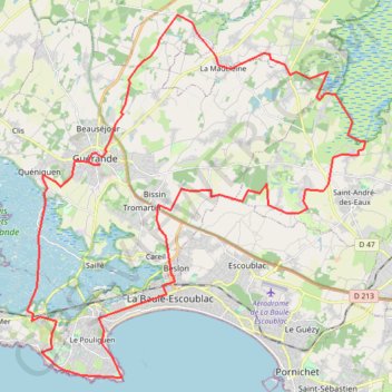 Itinéraire Piriac - Guérande, distance, dénivelé, altitude, carte, profil, trace GPS
