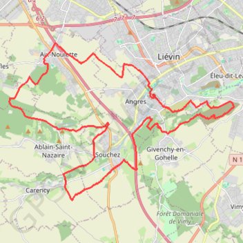 Itinéraire Grand Trail Nocturne des hauts de France 2023 33 km, distance, dénivelé, altitude, carte, profil, trace GPS