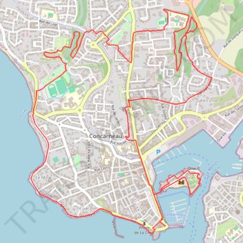 Itinéraire Concarneau, distance, dénivelé, altitude, carte, profil, trace GPS