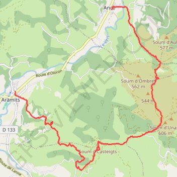Itinéraire Aramits Ance, distance, dénivelé, altitude, carte, profil, trace GPS