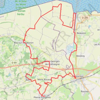 Itinéraire Baie du Mont-Saint-Michel - Circuit des Polders, distance, dénivelé, altitude, carte, profil, trace GPS