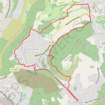 Itinéraire Marspich, distance, dénivelé, altitude, carte, profil, trace GPS