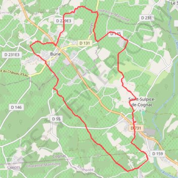 Itinéraire Boucle VTT depuis Saint-Sulpice-de-Cognac, distance, dénivelé, altitude, carte, profil, trace GPS