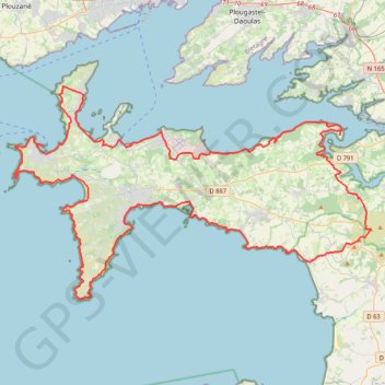 Itinéraire Presqu'île de Corzon, distance, dénivelé, altitude, carte, profil, trace GPS