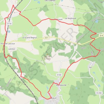 Itinéraire 87-222, distance, dénivelé, altitude, carte, profil, trace GPS