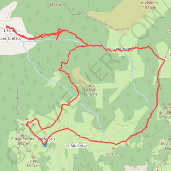 Itinéraire Bellevaux - Les Nants - Tré le Saix - Vallonet - Col de la Balme, distance, dénivelé, altitude, carte, profil, trace GPS