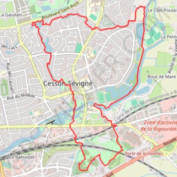 Itinéraire Cesson-Sévigné (les 5 parcs), distance, dénivelé, altitude, carte, profil, trace GPS