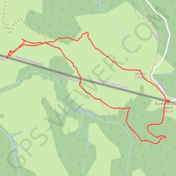 Itinéraire URTARAY et crêtes du LEZETAKO Kaskoa, distance, dénivelé, altitude, carte, profil, trace GPS