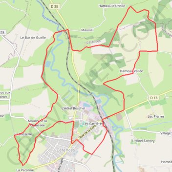 Itinéraire Le Moulin de Guelle - Cérences, distance, dénivelé, altitude, carte, profil, trace GPS