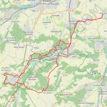 Itinéraire ETRECHY LOIC5:27 PM, distance, dénivelé, altitude, carte, profil, trace GPS